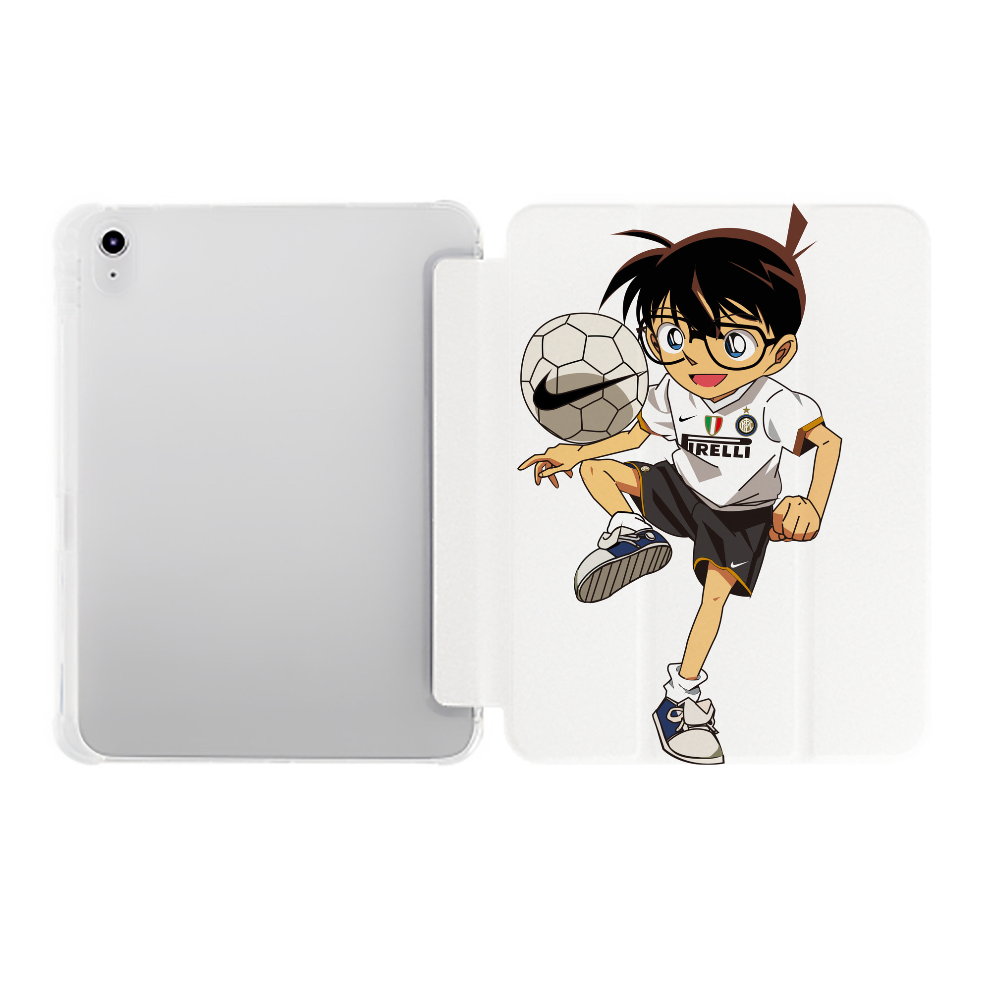 （画像用） 名探偵コナン 江戸川 コナン Detective Conan Conan Edogawa IPad ケース ペン収納付き 三つ折りスタンド PUレザー×シリコン 対応機種9.5/10.5/10.9インチ